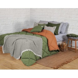 BACARDI - [Edredão Dupla-Face - Verde Azeitona/Laranja]