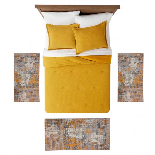 LEXA - 8480 [Conjunto 3 Tapetes de Quarto - Amarelo]