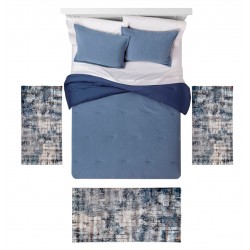 LEXA - 8480 [Conjunto 3 Tapetes de Quarto - Azul]