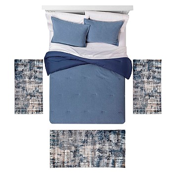 LEXA - 8480 [Conjunto 3 Tapetes de Quarto - Azul]
