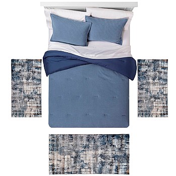 LEXA - 8480 [Conjunto 3 Tapetes de Quarto - Azul]