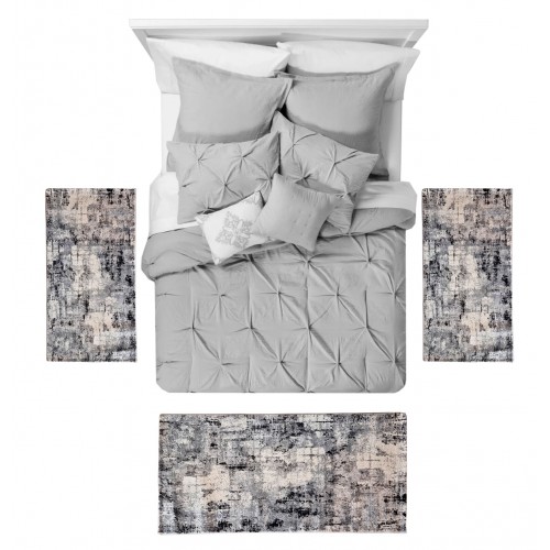 LEXA - 8480 [Conjunto 3 Tapetes de Quarto - Cinza]