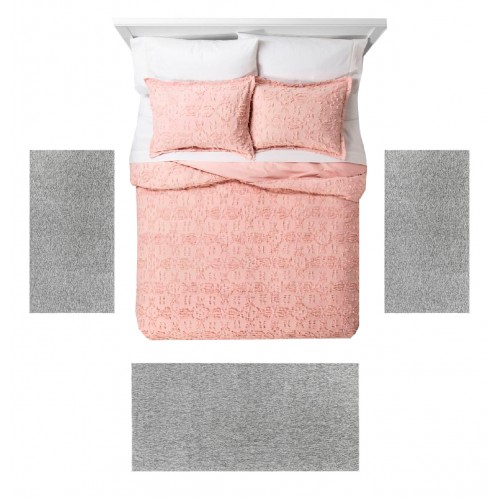 ISABELA - 1800 [Conjunto 3 Tapetes de Quarto - Light-Grey]   