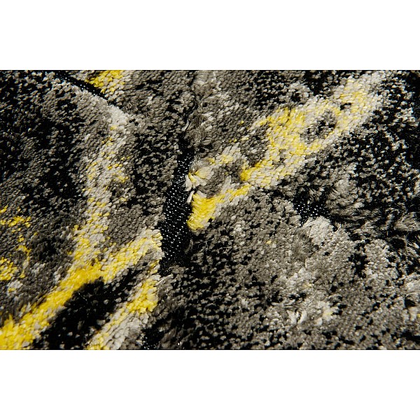 DIPO - 3918 [Conjunto 3 Tapetes Quarto - Preto/Amarelo] 