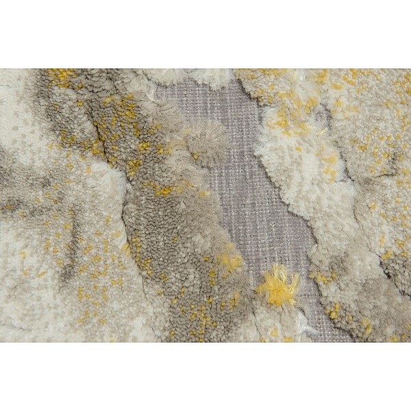 DIPO - 3922 [Conjunto 3 Tapetes Quarto - Branco/Amarelo] 