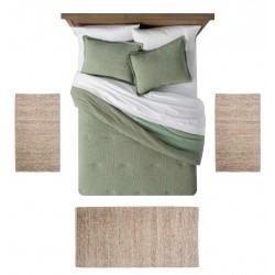 OLIVE - [Conjunto 3 Tapetes de Quarto - Cinza]