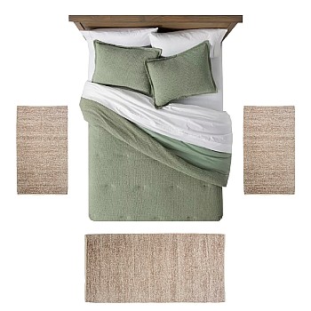 OLIVE - [Conjunto 3 Tapetes de Quarto - Cinza]