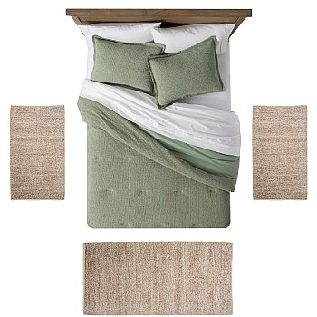 OLIVE - [Conjunto 3 Tapetes de Quarto - Cinza]