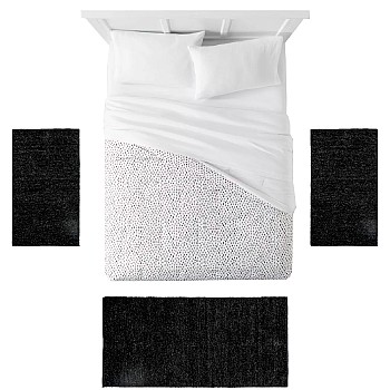 OLIVE - [Conjunto 3 Tapetes de Quarto - Preto]