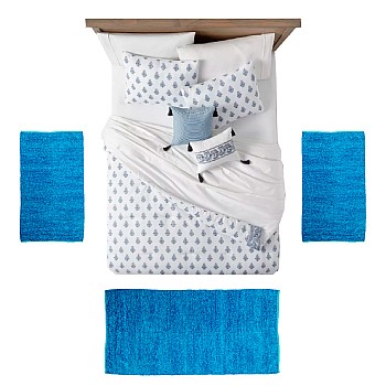 OLIVE - [Conjunto 3 Tapetes de Quarto - Turquesa]