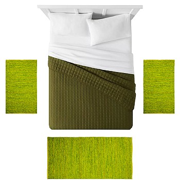 OLIVE - [Conjunto 3 Tapetes de Quarto - Verde]