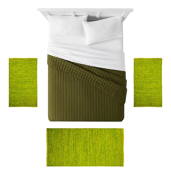 OLIVE - [Conjunto 3 Tapetes de Quarto - Verde]