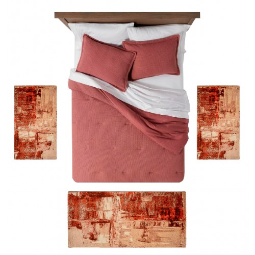 STEFANO - 3725 [Conjunto 3 Tapetes de Quarto - Tijolo]