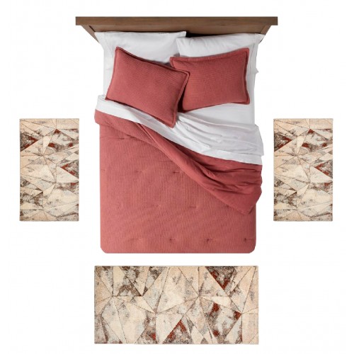 STEFANO - 5322 [Conjunto 3 Tapetes de Quarto - Bege]