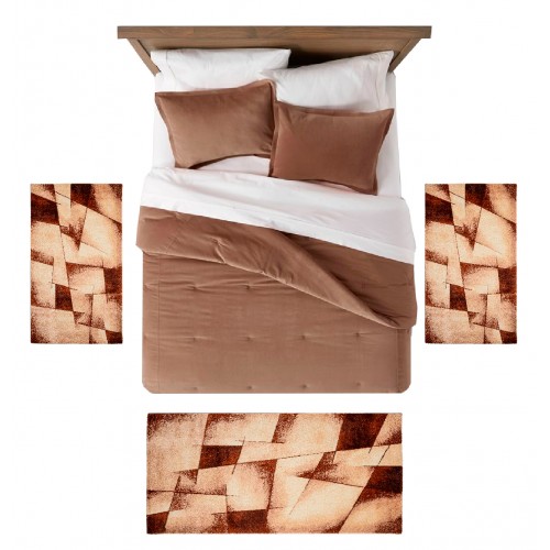 STEFANO - 7840 [Conjunto 3 Tapetes de Quarto - Bege]