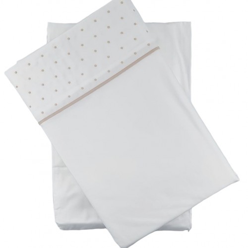 AIRES - [Jogo de Cama Percal c/ 200 FIOS - Branco/Bege]