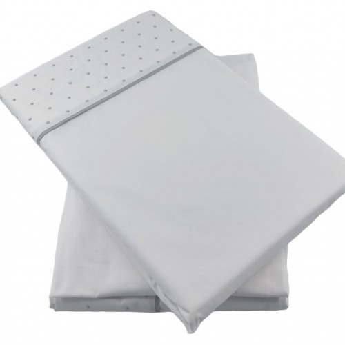 AIRES - [Jogo de Cama Percal c/ 200 FIOS  - Branco/Cinza]