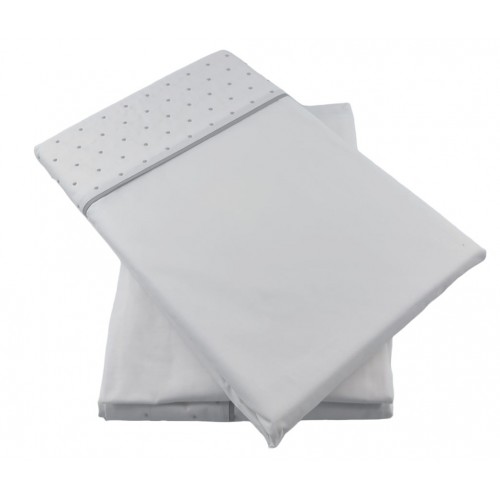 AIRES - [Jogo de Cama Percal c/ 200 FIOS  - Branco/Cinza]