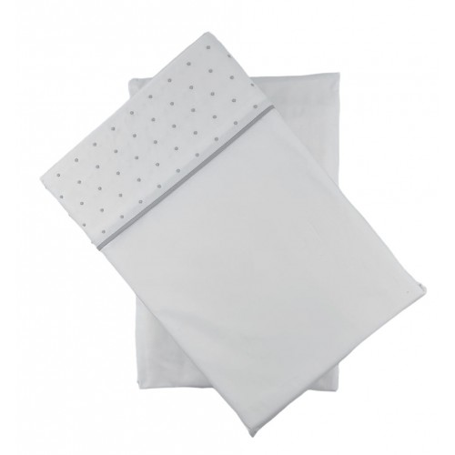 AIRES - [Jogo de Cama Percal c/ 200 FIOS  - Branco/Cinza]