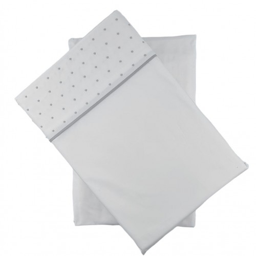 AIRES - [Jogo de Cama Percal c/ 200 FIOS  - Branco/Cinza]