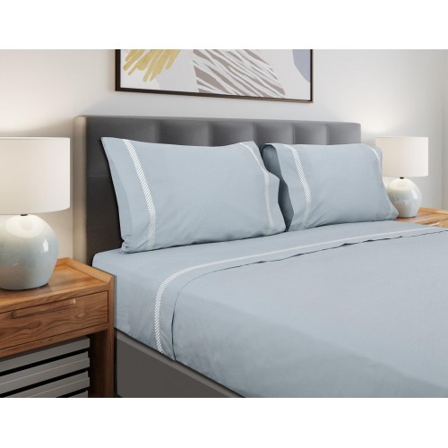 CALCUTÁ - [Jogo de Cama Percal c/ 200 FIOS - Azul]