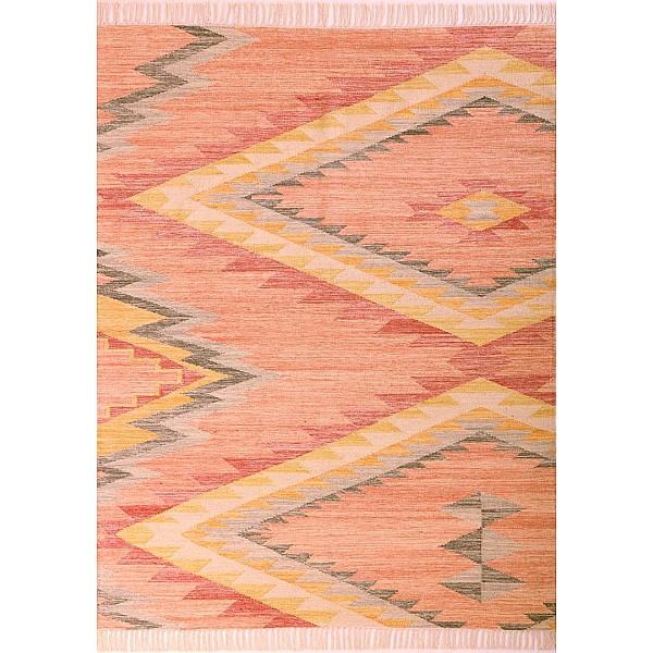 KAIRA - 260 ZIGZAG KELIM [Tapete - Rosa/Multi-Cor]