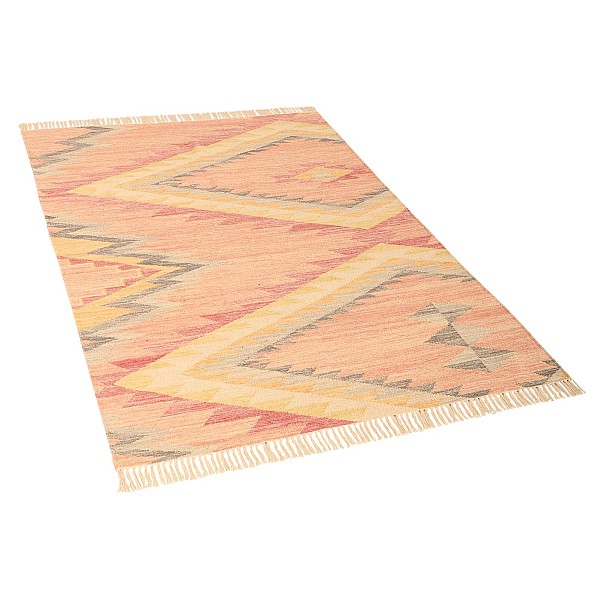 KAIRA - 260 ZIGZAG KELIM [Tapete - Rosa/Multi-Cor]